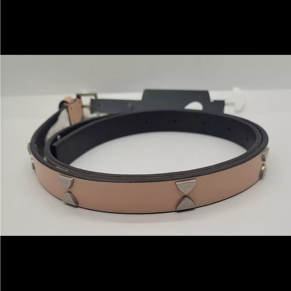 New w/Tags ALLSAINTS light pink leather belt with triangle stud accents size L - Picture 4 of 9